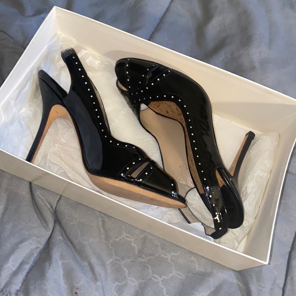 Manolo Blahnik black heels size 4.5 from Nieman Marcus